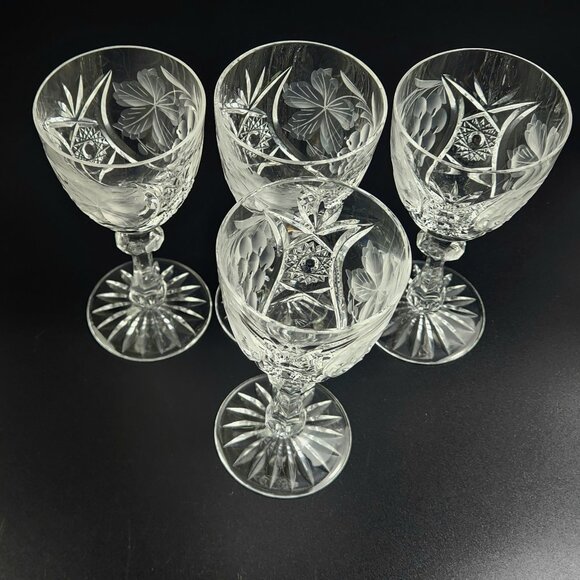 Vintage Stunning Cut-Crystal Wine Glasses - Resemble Nachtmann Traube - Set of 4 - Picture 2 of 9